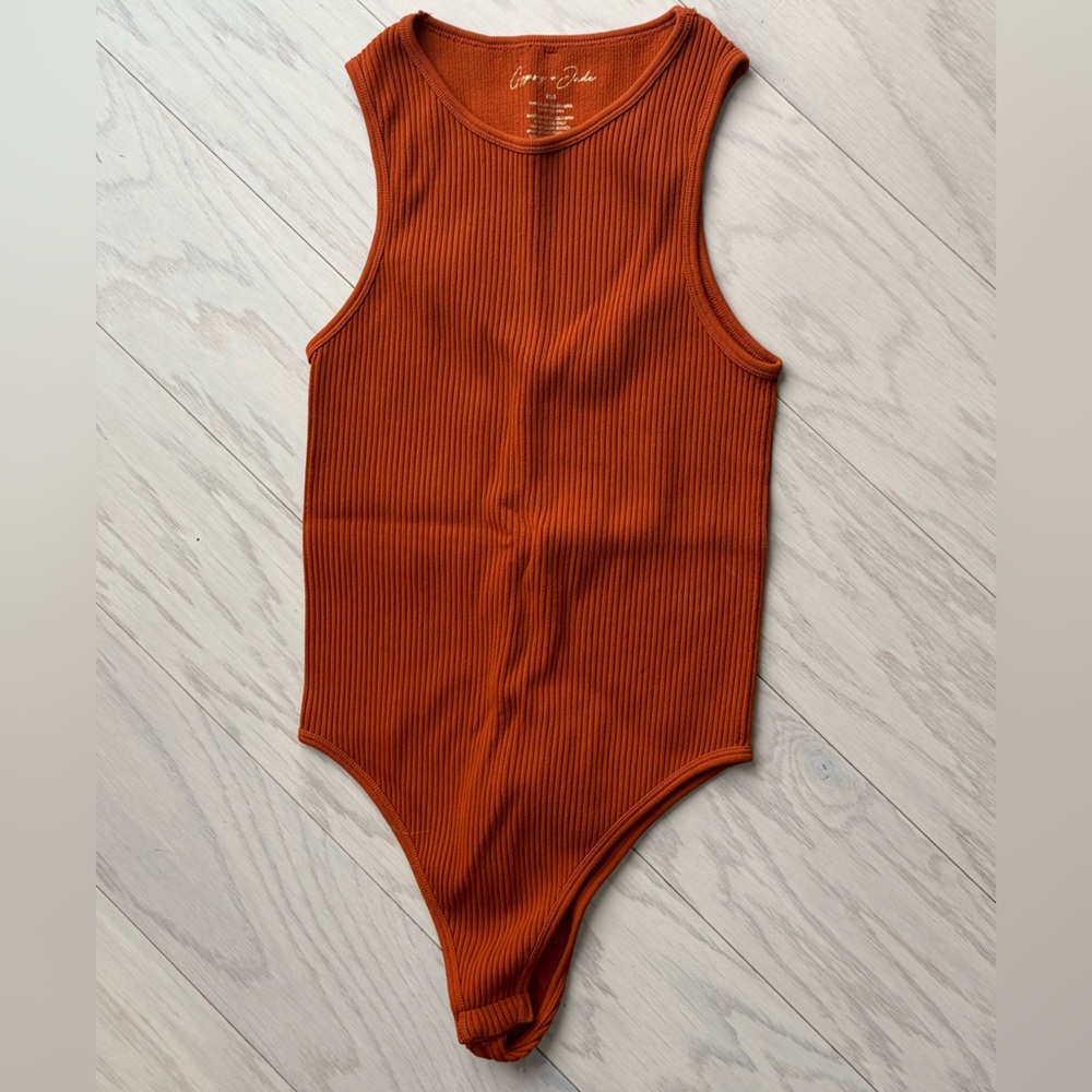 Gypsy & Jade Ribbed Orange Tank Bodysuit